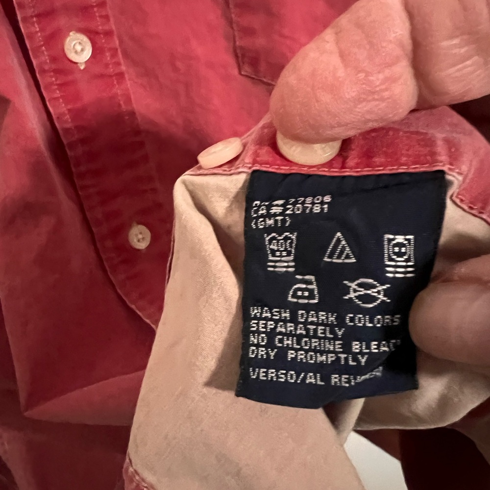 Men's Tommy Hilfiger Red Button-Up Pigment Dyed Shirt - Size XL - Picture 9 of 14